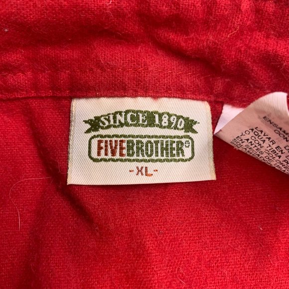 Five Brother VTG Button Up Shirt Heavy Flannel Red Cotton Collar Mens Size XL - Picture 5 of 6